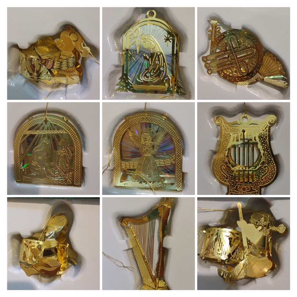 Lot of 10 Trim A Home Christmas Ornaments Musical Instruments Goldtone VTG Kmart